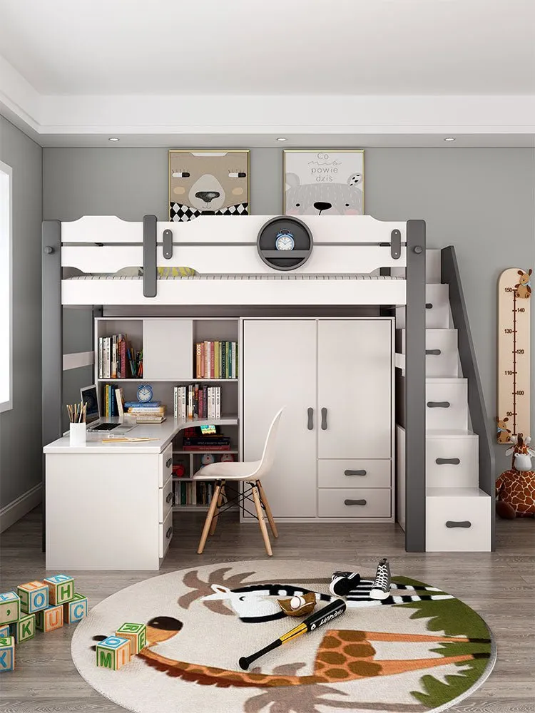 Kids Bunk Bedroom Furniture with Under Bed Desk