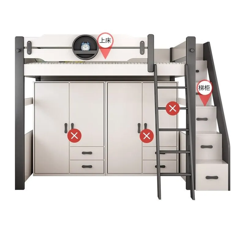 Kids Bunk Bedroom Furniture with Under Bed Desk