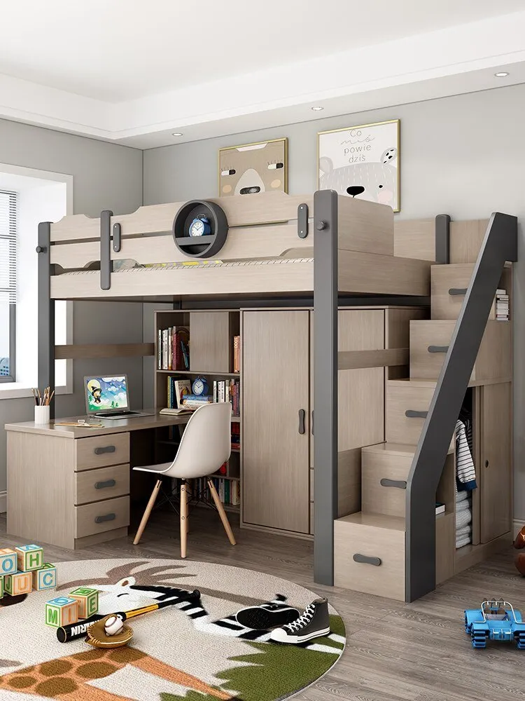 Kids Bunk Bedroom Furniture with Under Bed Desk