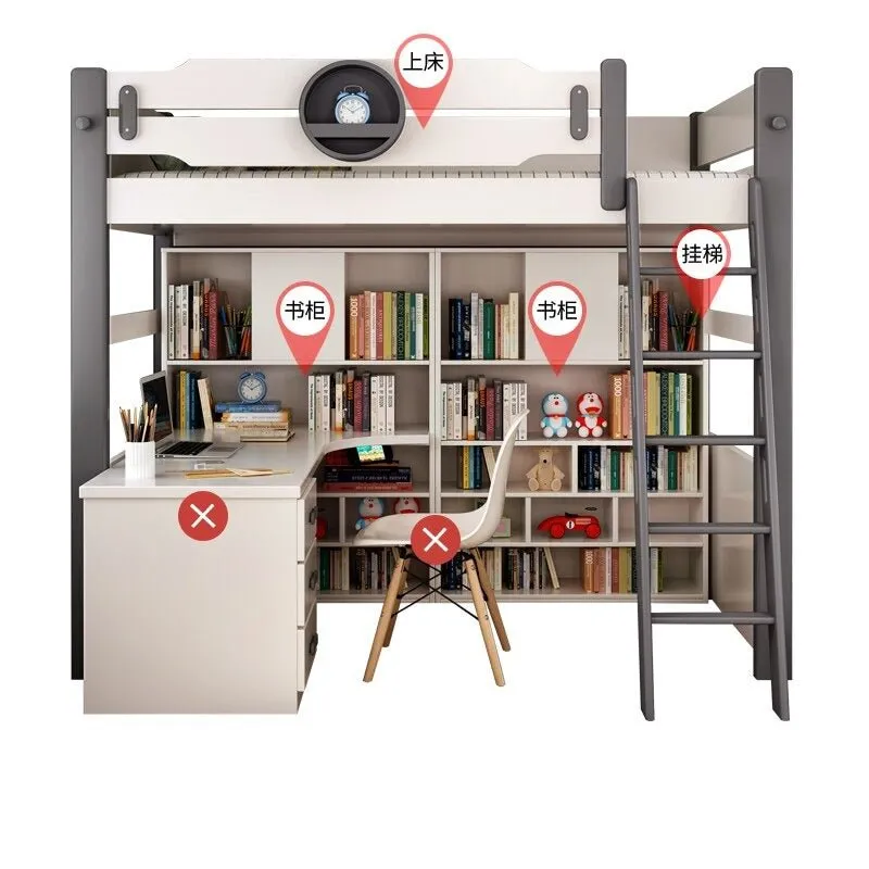 Kids Bunk Bedroom Furniture with Under Bed Desk