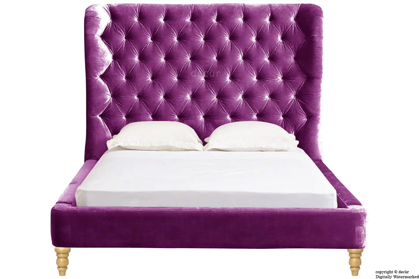 Knightsbridge Winged Velvet Upholstered Bed - Boysenberry