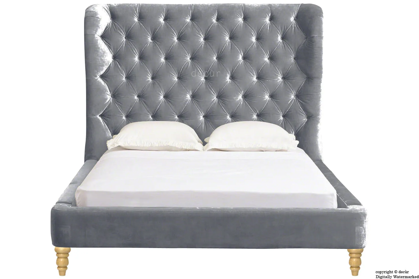 Knightsbridge Winged Velvet Upholstered Bed - Flint