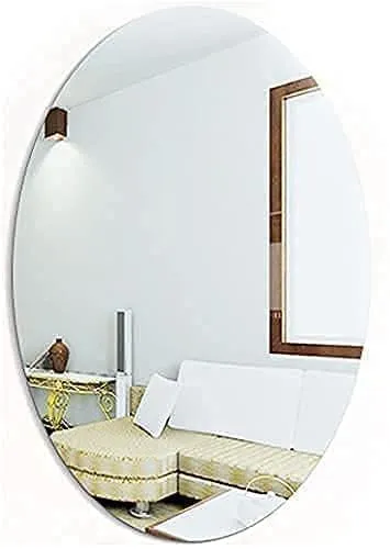 KUSTOMIZE - Oval Shaped Frameless Decorative Wall Mirror for Living Room, Bedroom, Dining Room, Bathroom, Office, Kitchen
