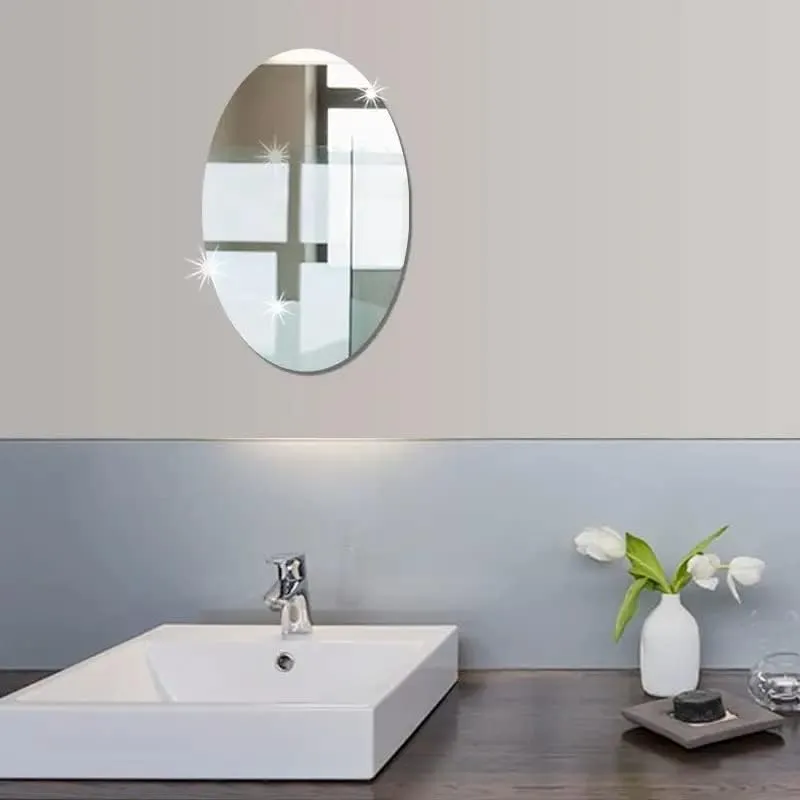 KUSTOMIZE - Oval Shaped Frameless Decorative Wall Mirror for Living Room, Bedroom, Dining Room, Bathroom, Office, Kitchen