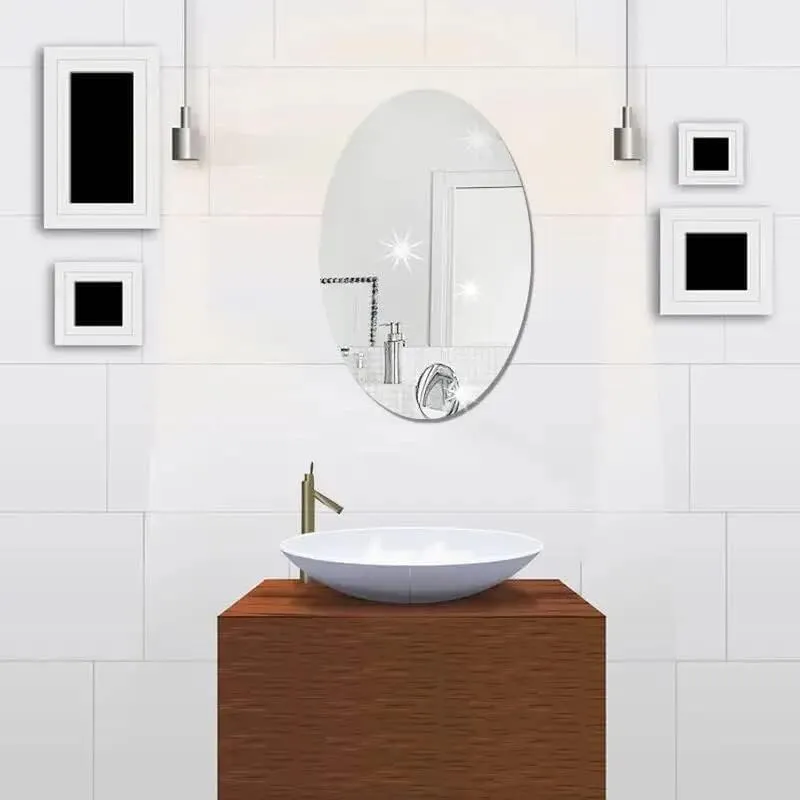 KUSTOMIZE - Oval Shaped Frameless Decorative Wall Mirror for Living Room, Bedroom, Dining Room, Bathroom, Office, Kitchen