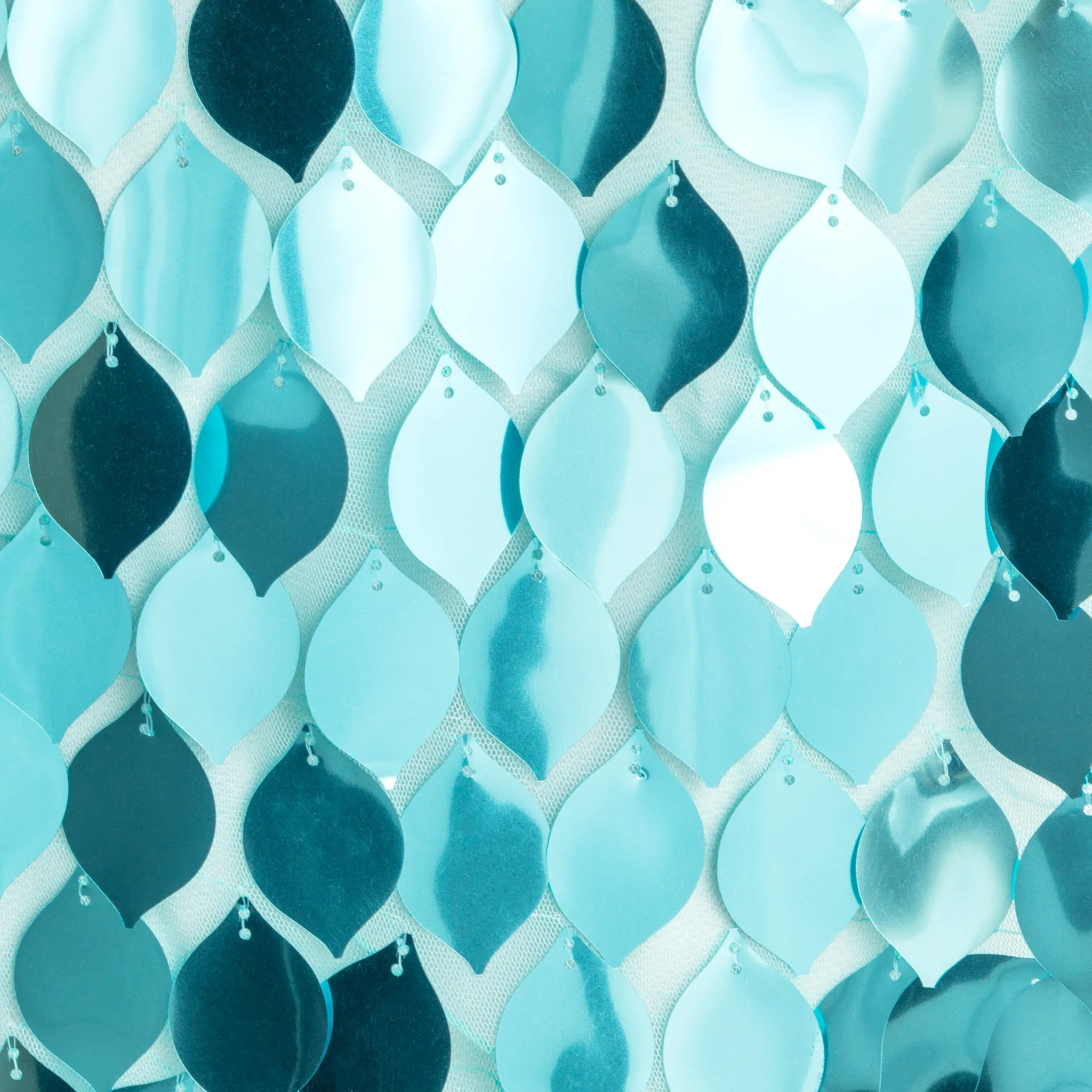 Leaf Payette Sequin Table Overlay Topper 90"x90" Square - Turquoise
