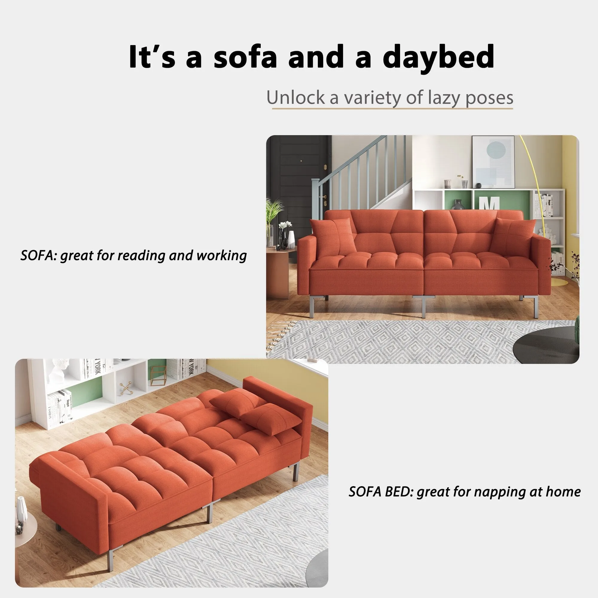 Linen Modern Convertible Folding Sofa Bed