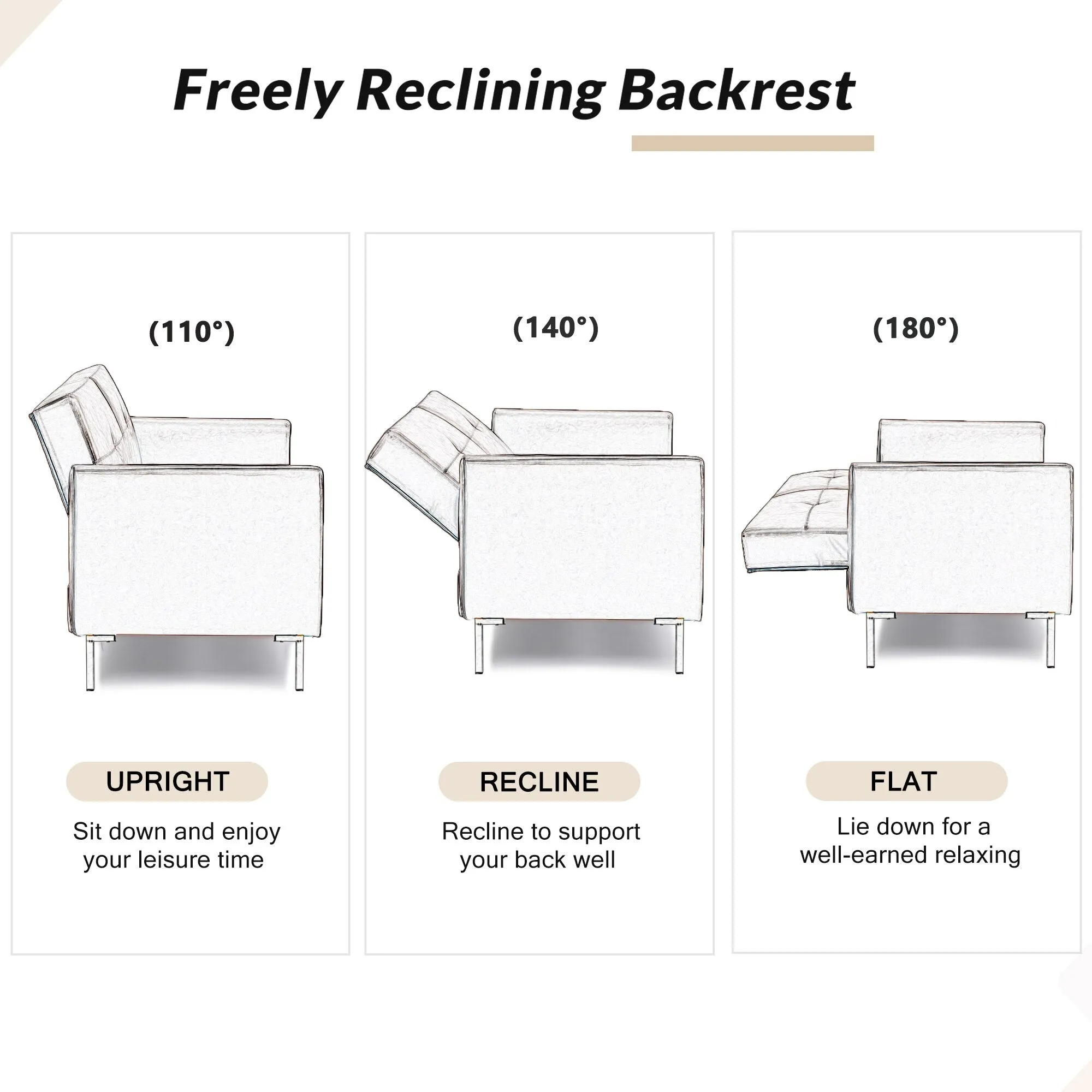 Linen Modern Convertible Folding Sofa Bed