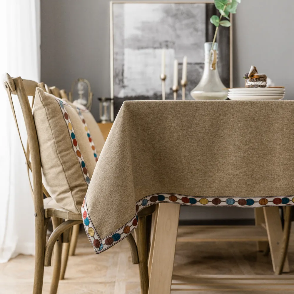 Linen Rectangular Tablecloth Jacquard Red Imitation Cotton Linen Christmas Table Cloth