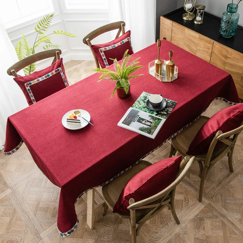 Linen Rectangular Tablecloth Jacquard Red Imitation Cotton Linen Christmas Table Cloth