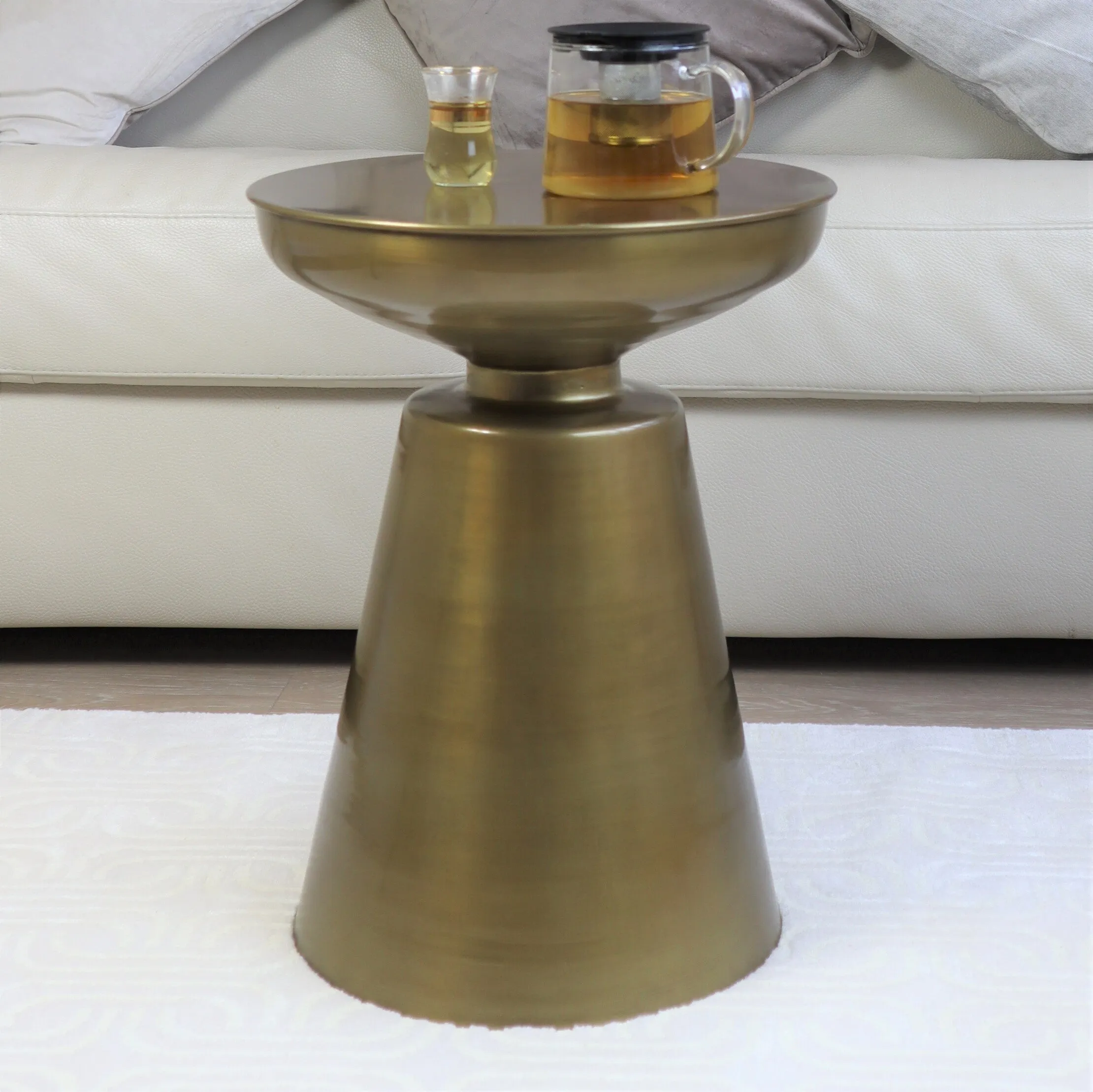 Lucida Hand-Crafted Aluminum Side Table, Brass