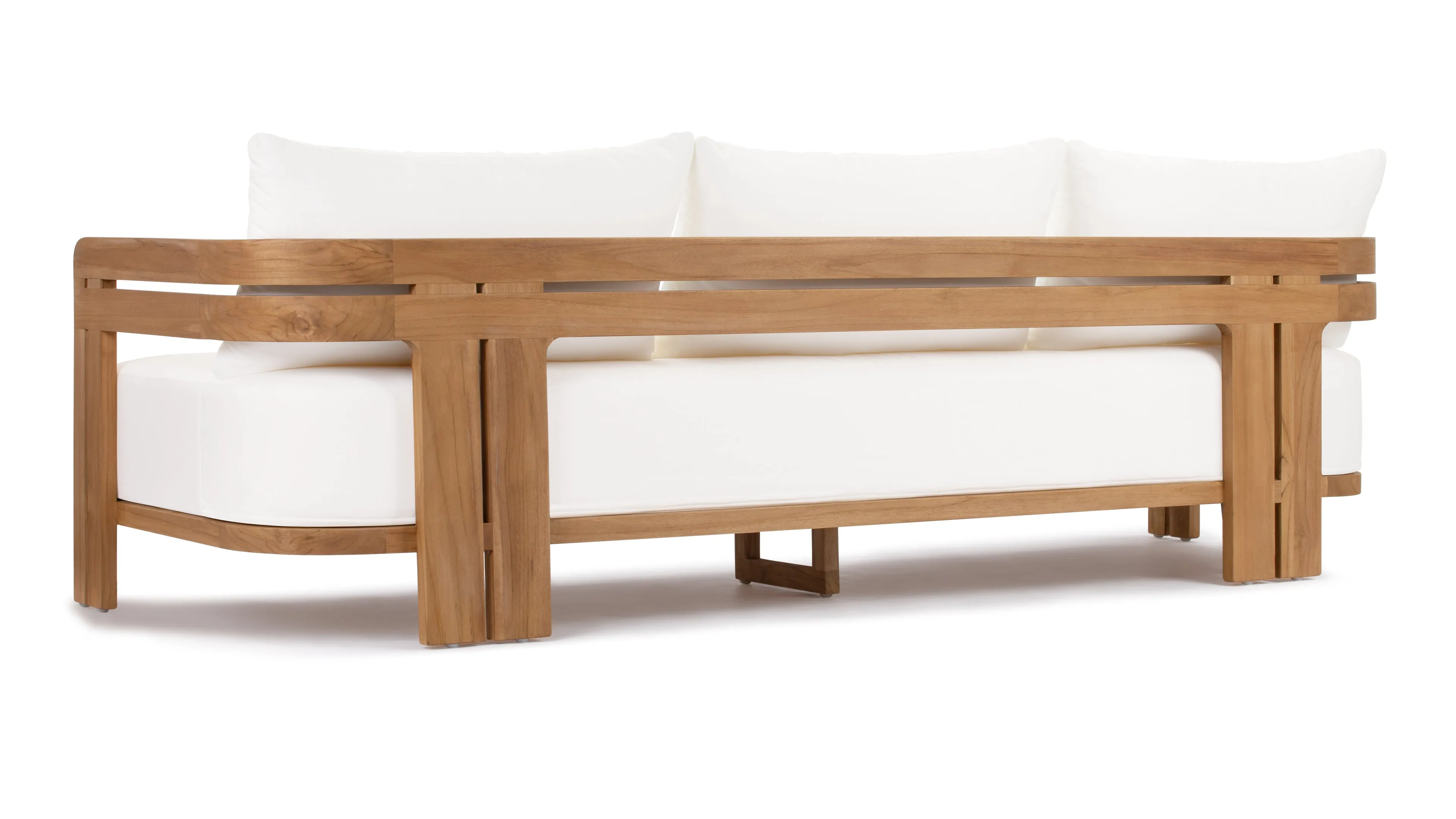 Lusso - Lusso Outdoor Sofa, Natural Teak with White Cushions