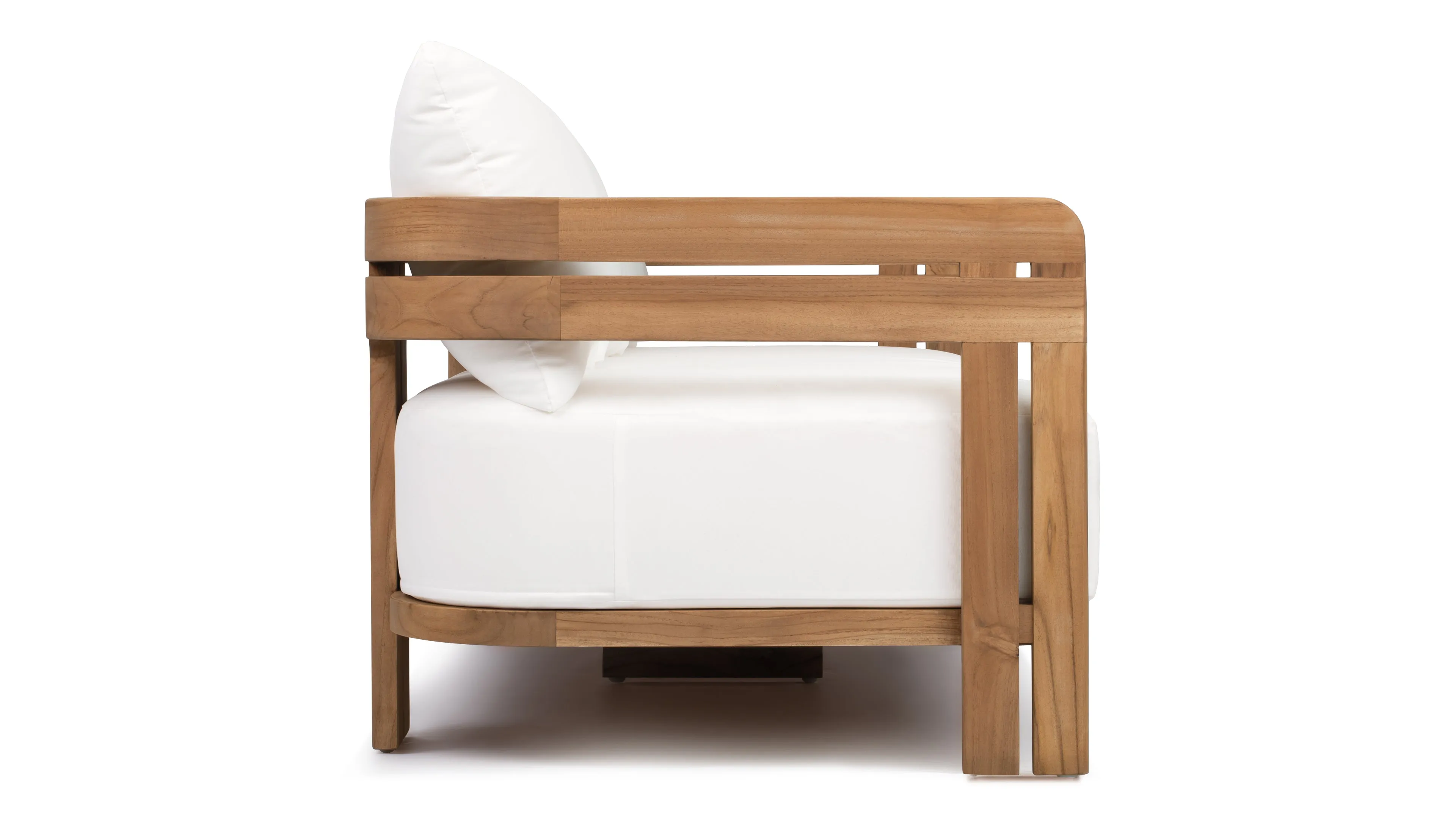 Lusso - Lusso Outdoor Sofa, Natural Teak with White Cushions