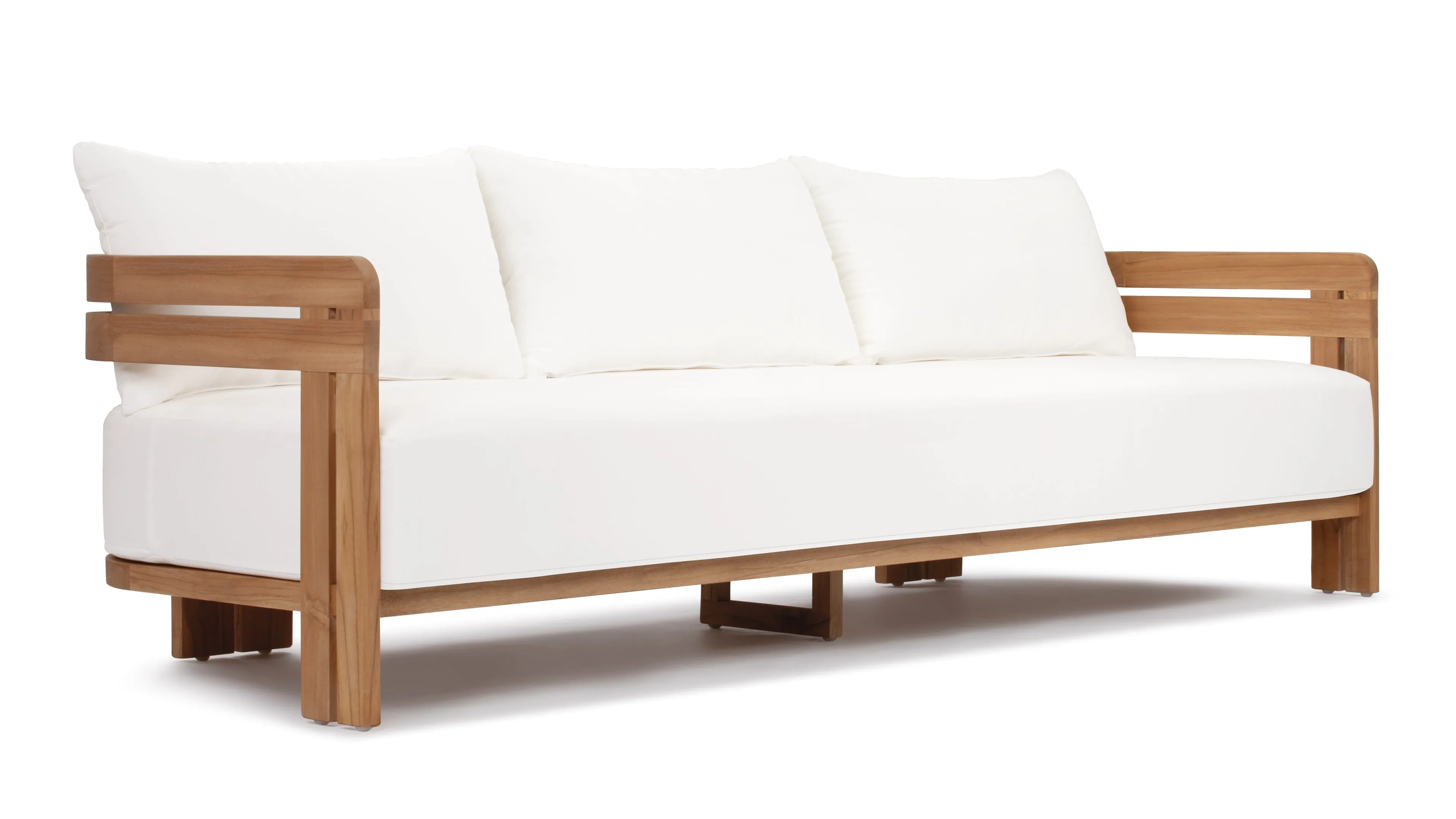 Lusso - Lusso Outdoor Sofa, Natural Teak with White Cushions