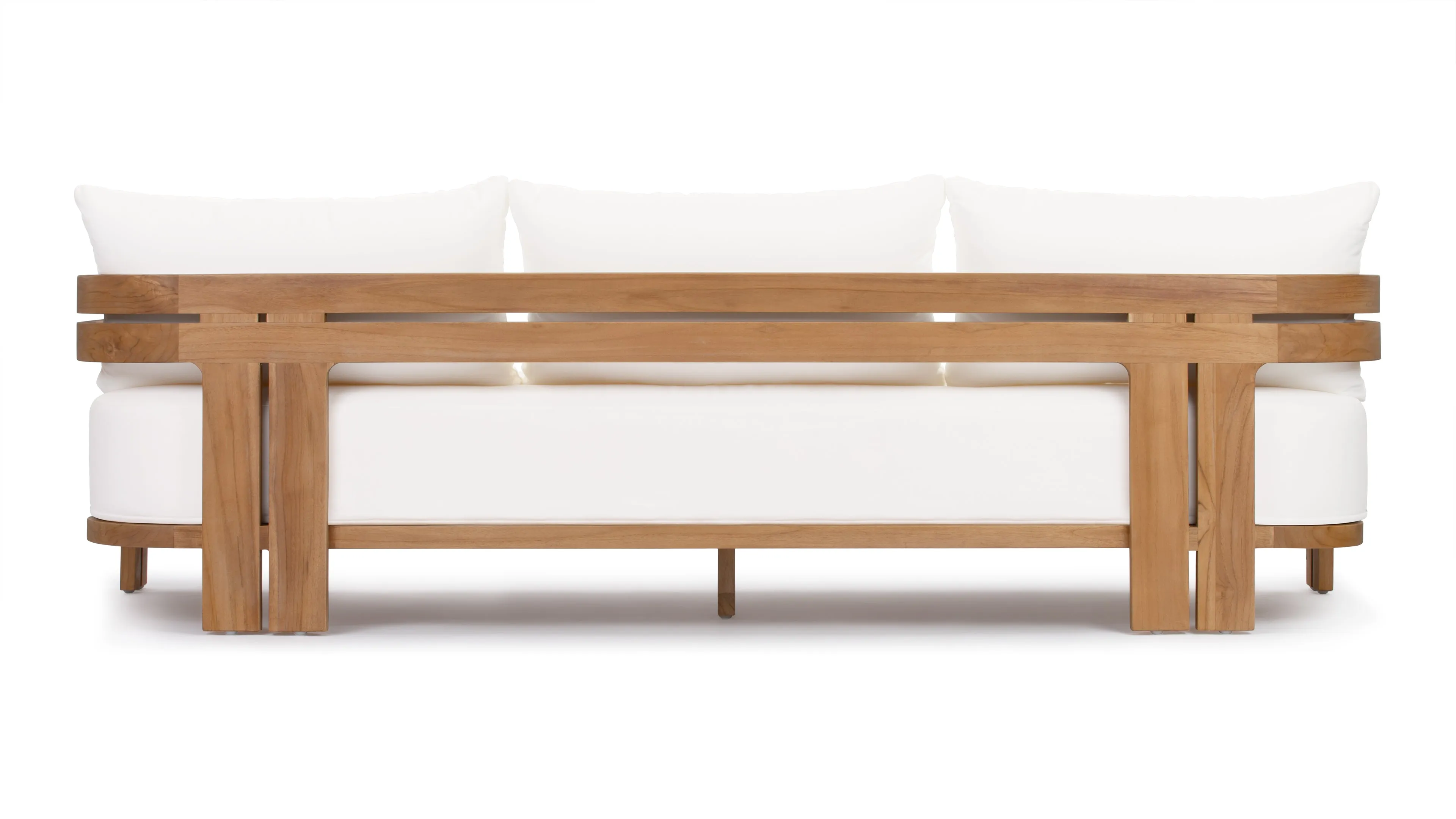 Lusso - Lusso Outdoor Sofa, Natural Teak with White Cushions