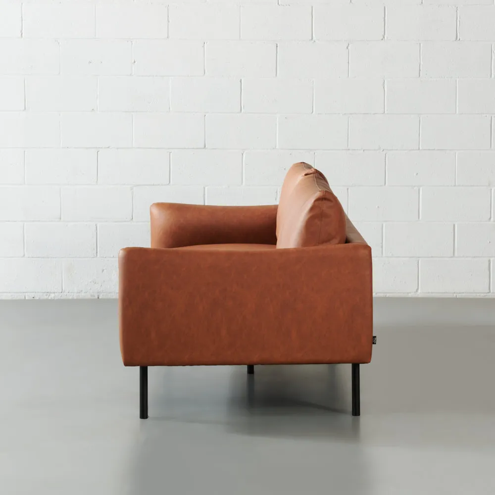 MAPLETON - Brown Vegan Leather 3-Seater Sofa