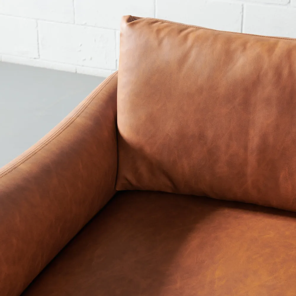 MAPLETON - Brown Vegan Leather 3-Seater Sofa