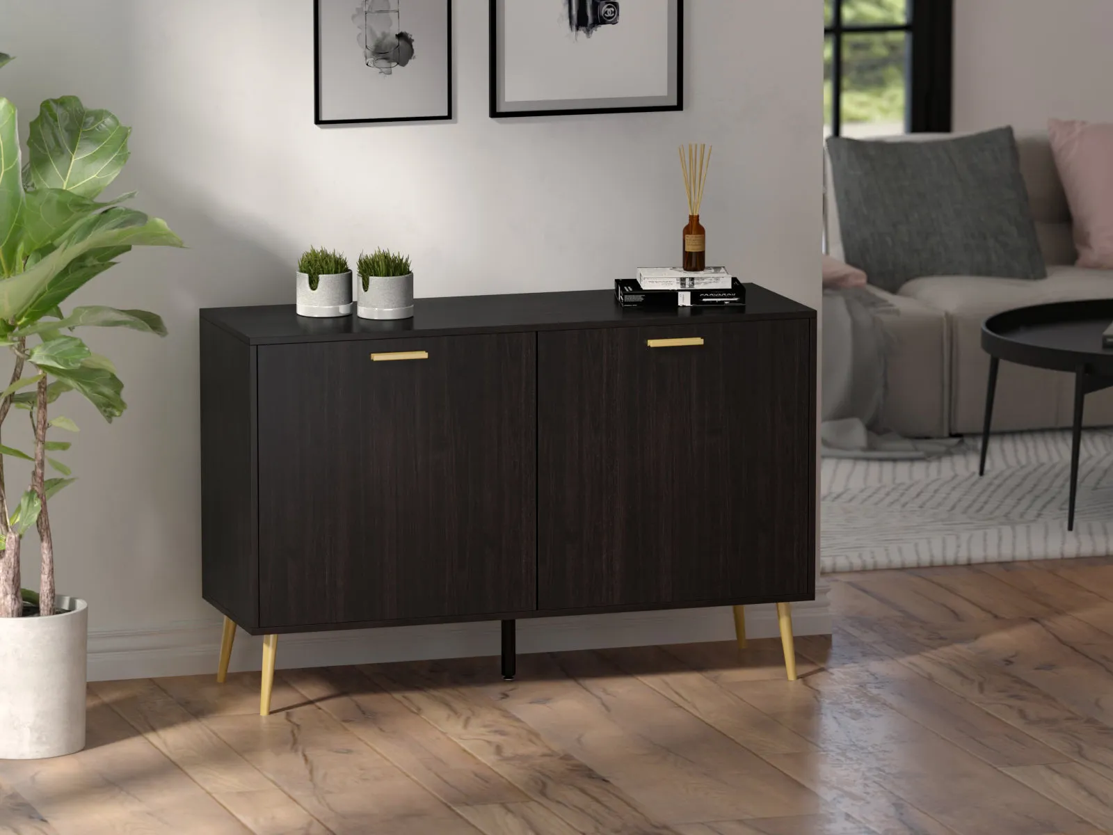 Modern Buffet 2 Doors Kitchen Storage Sideboard Cabinet 46"W