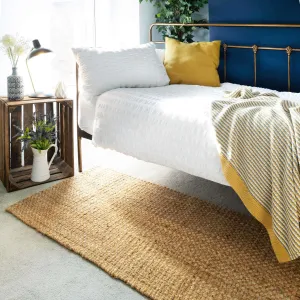 Natural Rustic Brown Bound Jute Hallway Runner  Rug