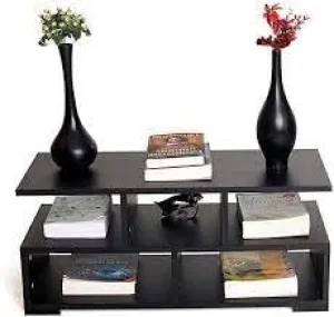 NE Furniture Shelves Modern Engineered Wood Bookcases Coffe Table Styles Designs Bookshelf for Books, Living Room Furniture (Black Wenge)