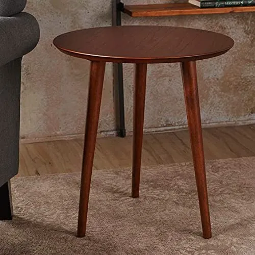 Online Decor Shoppee™ Wooden Round Table Three Legs Bedside Sofa SiDe Modern Coffee Table End Table for Living Room, Bedroom etc. (Brown)