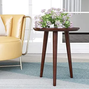 Online Decor Shoppee™ Wooden Round Table Three Legs Bedside Sofa SiDe Modern Coffee Table End Table for Living Room, Bedroom etc. (Brown)