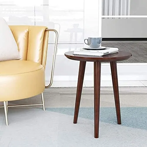 Online Decor Shoppee™ Wooden Round Table Three Legs Bedside Sofa SiDe Modern Coffee Table End Table for Living Room, Bedroom etc. (Brown)