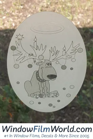 Oval Reindeer Trouble | Static Cling