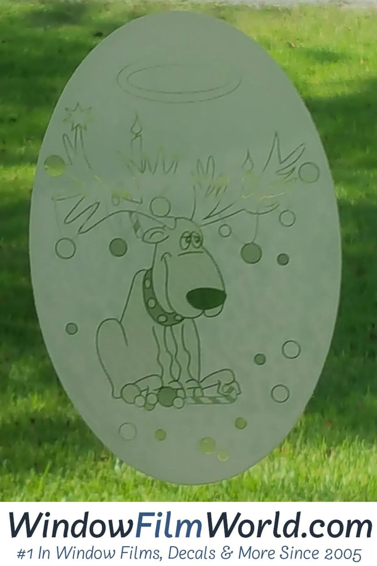 Oval Reindeer Trouble | Static Cling