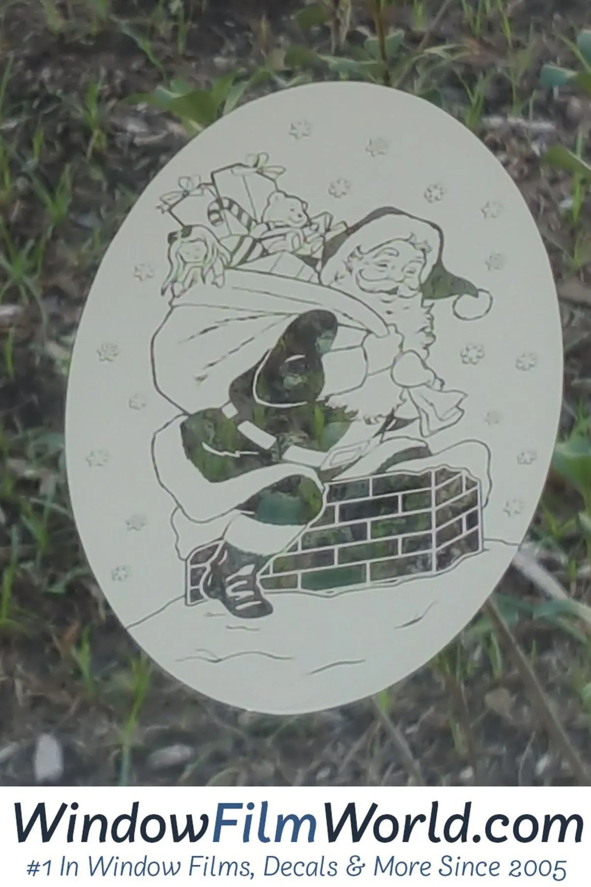 Oval Santa Claus& Chimney  | (Static Cling )