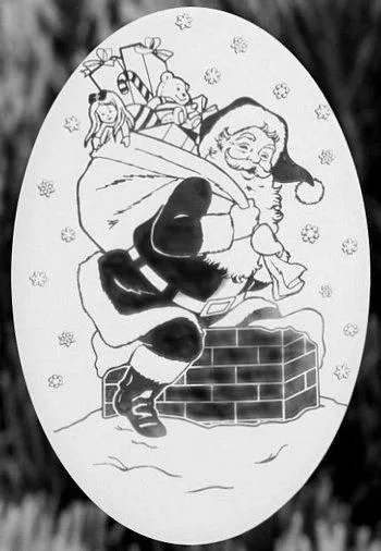 Oval Santa Claus& Chimney  | (Static Cling )