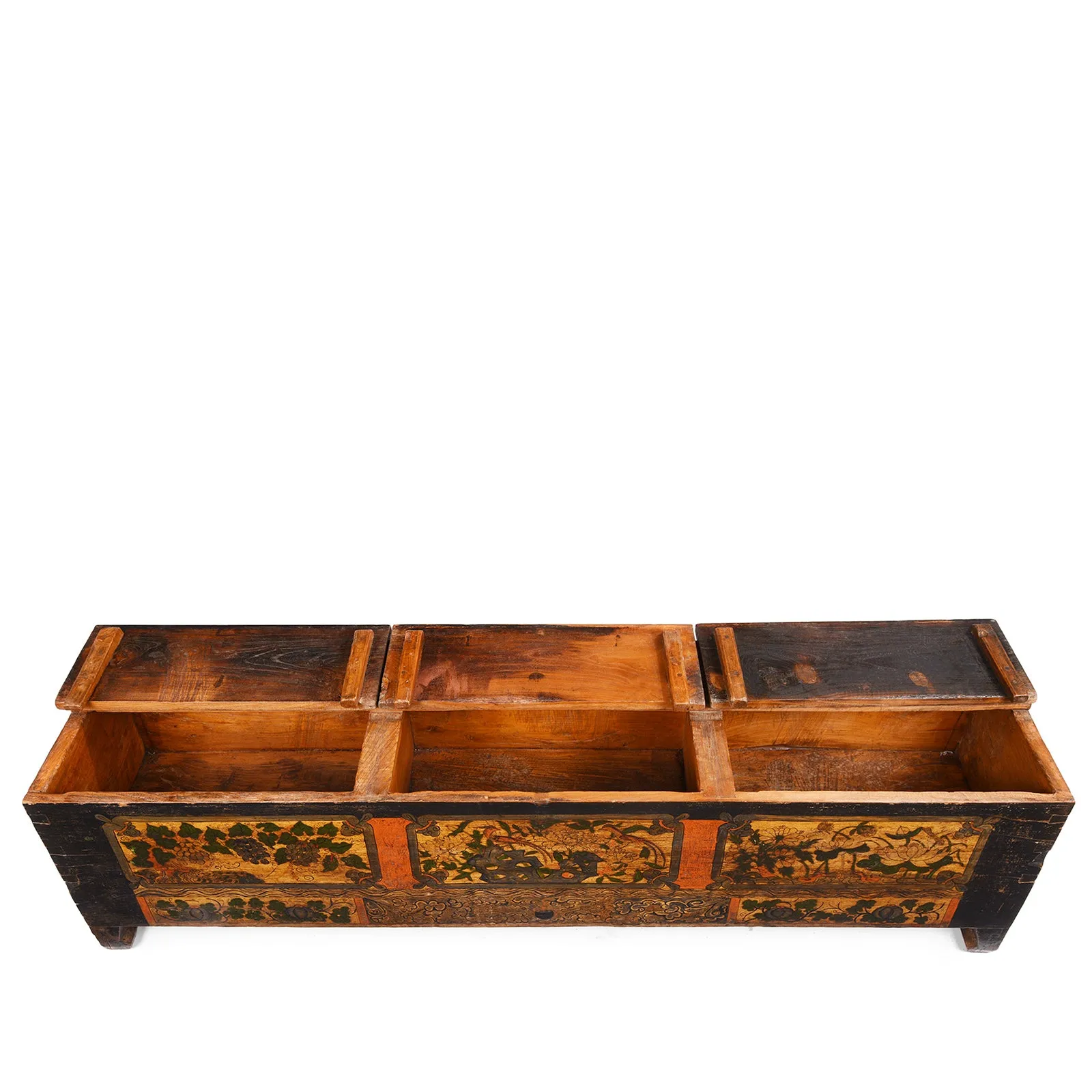 Painted Blanket Chest From Mongolia - 19thC
