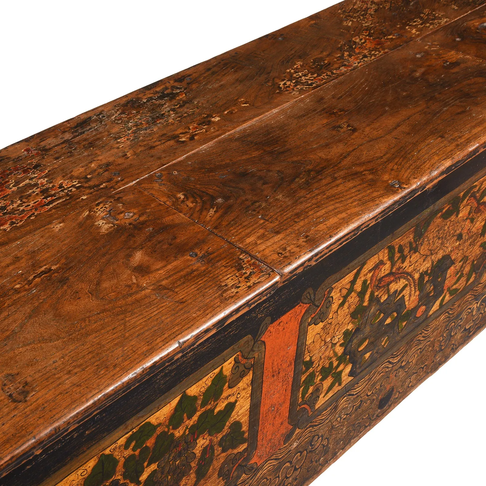 Painted Blanket Chest From Mongolia - 19thC