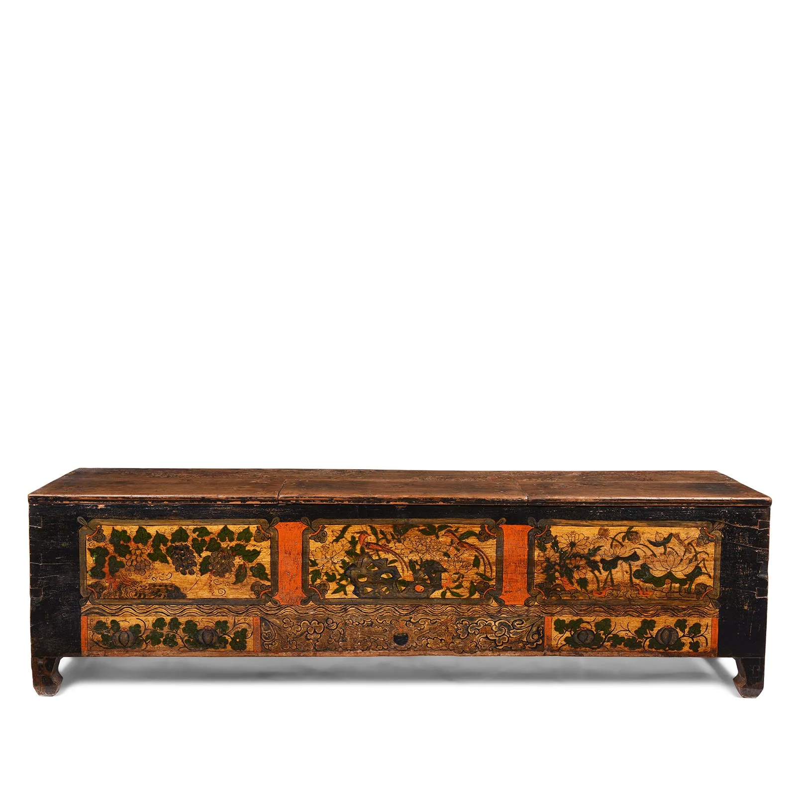 Painted Blanket Chest From Mongolia - 19thC