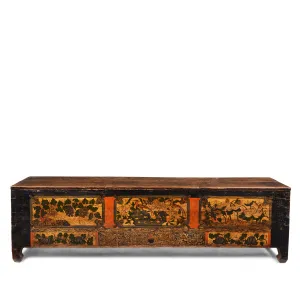 Painted Blanket Chest From Mongolia - 19thC