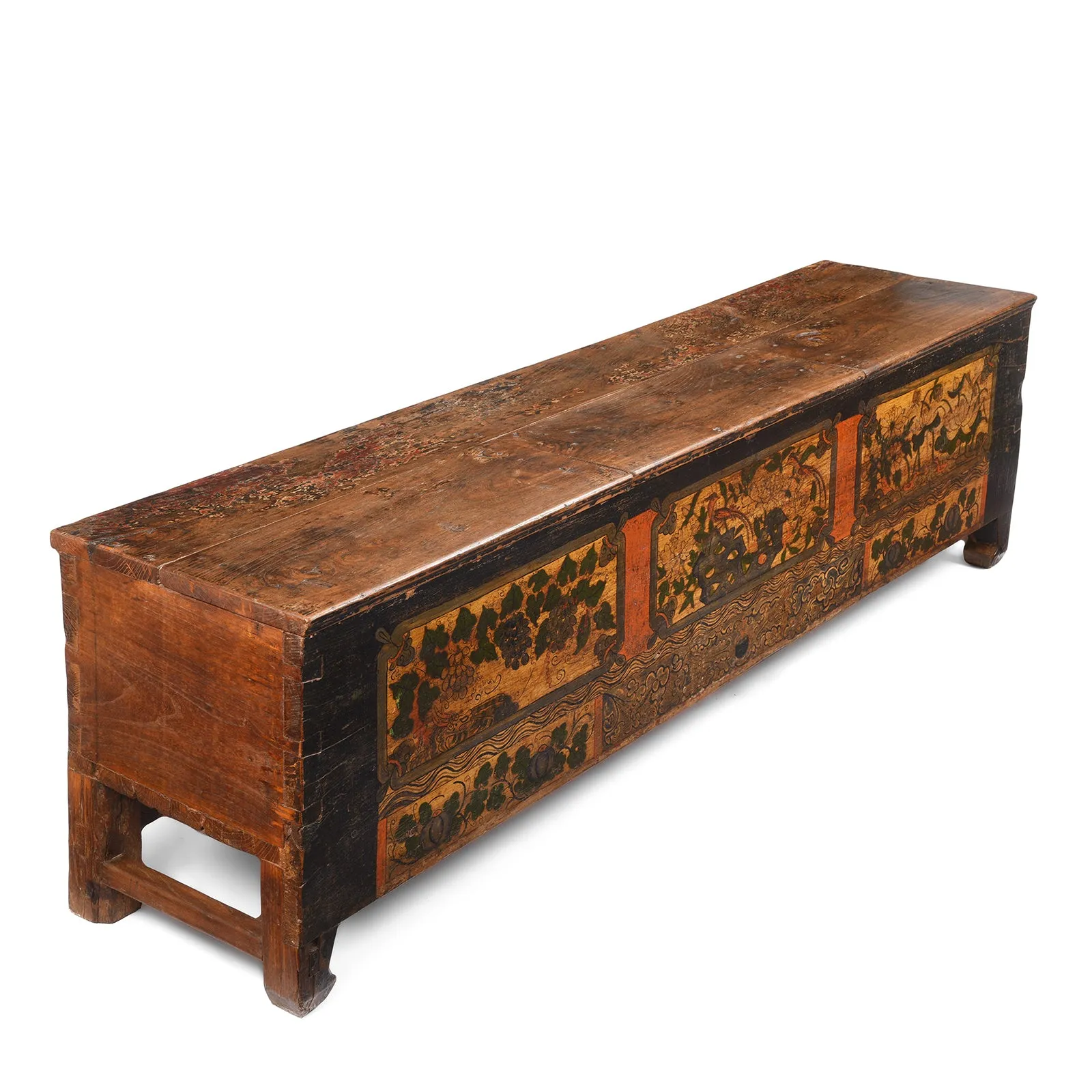 Painted Blanket Chest From Mongolia - 19thC