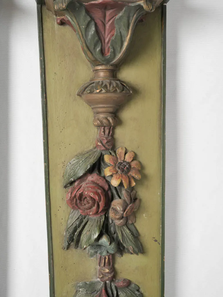 Pair of Antique 18th-century Italian wall boiserie reflectors w/ mirrored top shelf 64½"