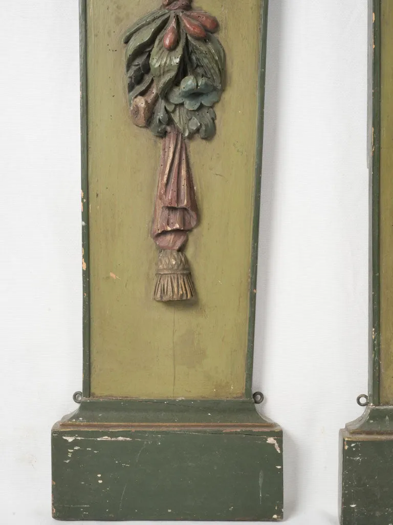 Pair of Antique 18th-century Italian wall boiserie reflectors w/ mirrored top shelf 64½"