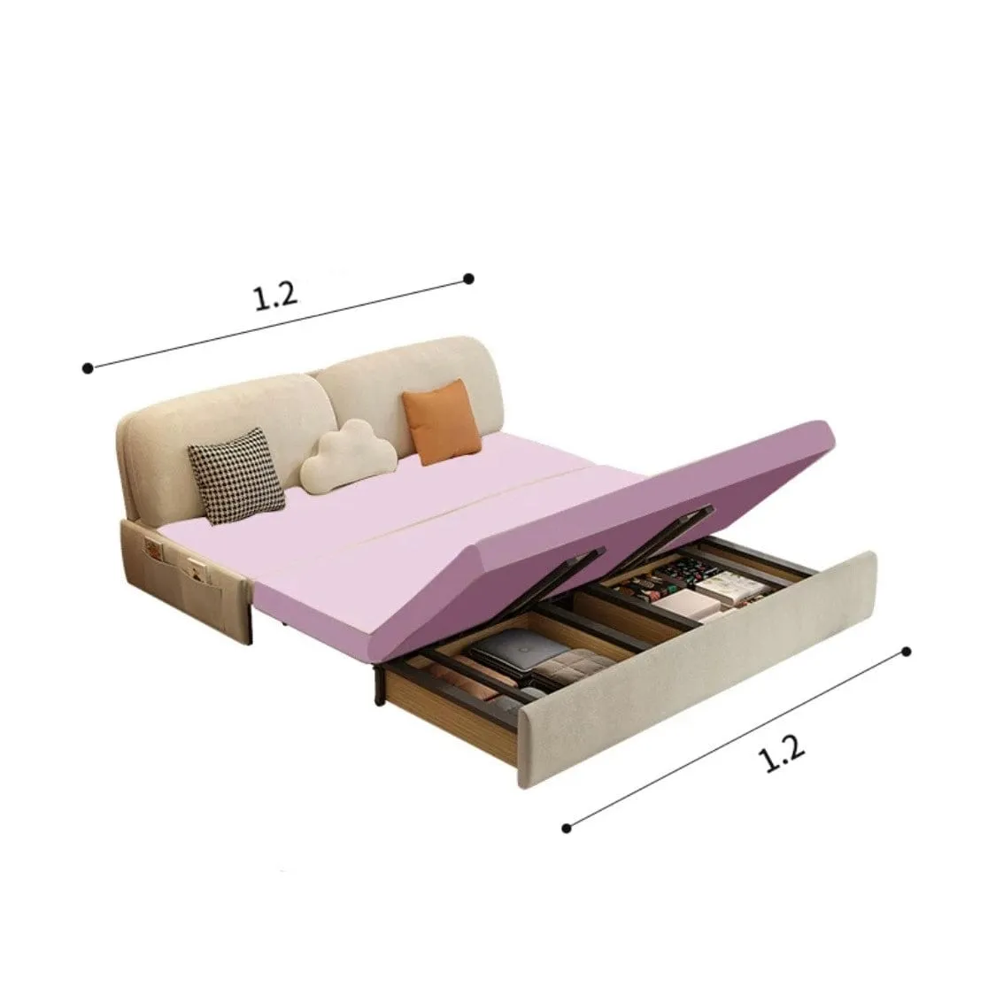 Perry Scratch Resistant Storage Sofa Bed