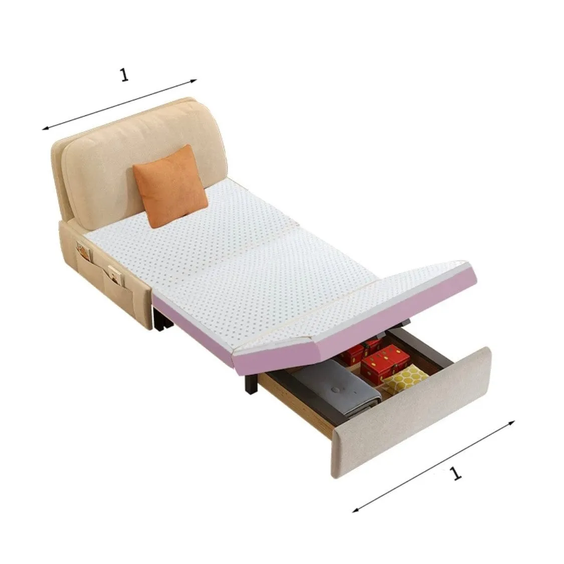 Perry Scratch Resistant Storage Sofa Bed