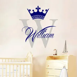 Personalised Nursery Wall Decals - Boy Prince Capital Letter   Name