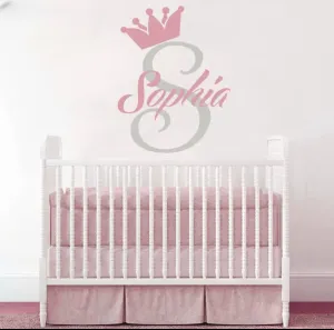 Personalised Nursery Wall Decals - Princess Girl Capital Letter   Name