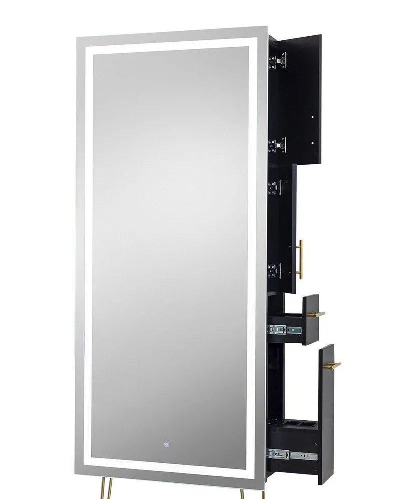 Pibbs Lumina LED Salon Mirror & Storage Server w/ Legs