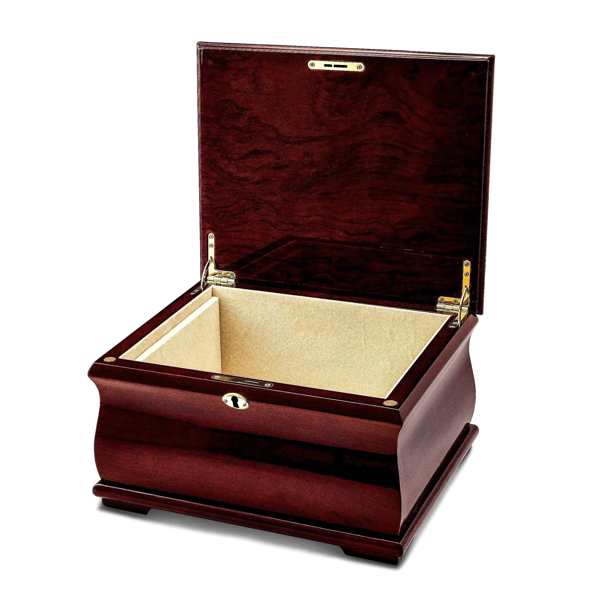 Poplar Veneer High Gloss Finish Velveteen Lining Locking Memorial Keepsake Box