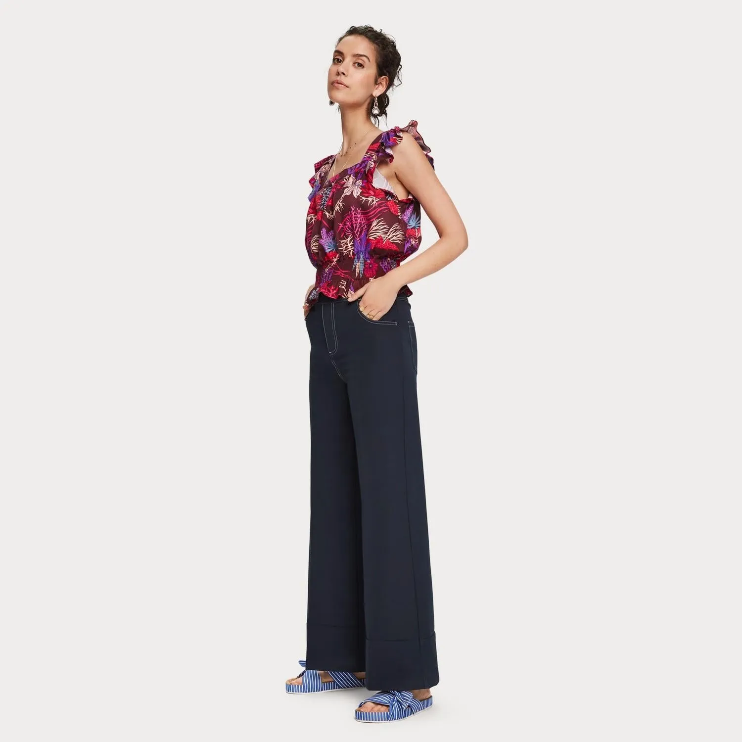 Printed Ruffle Top