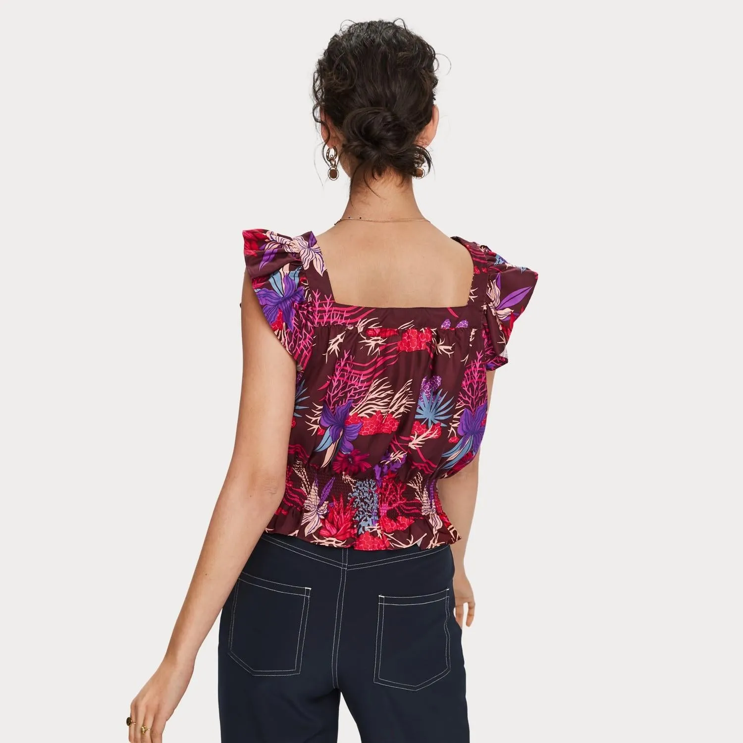 Printed Ruffle Top