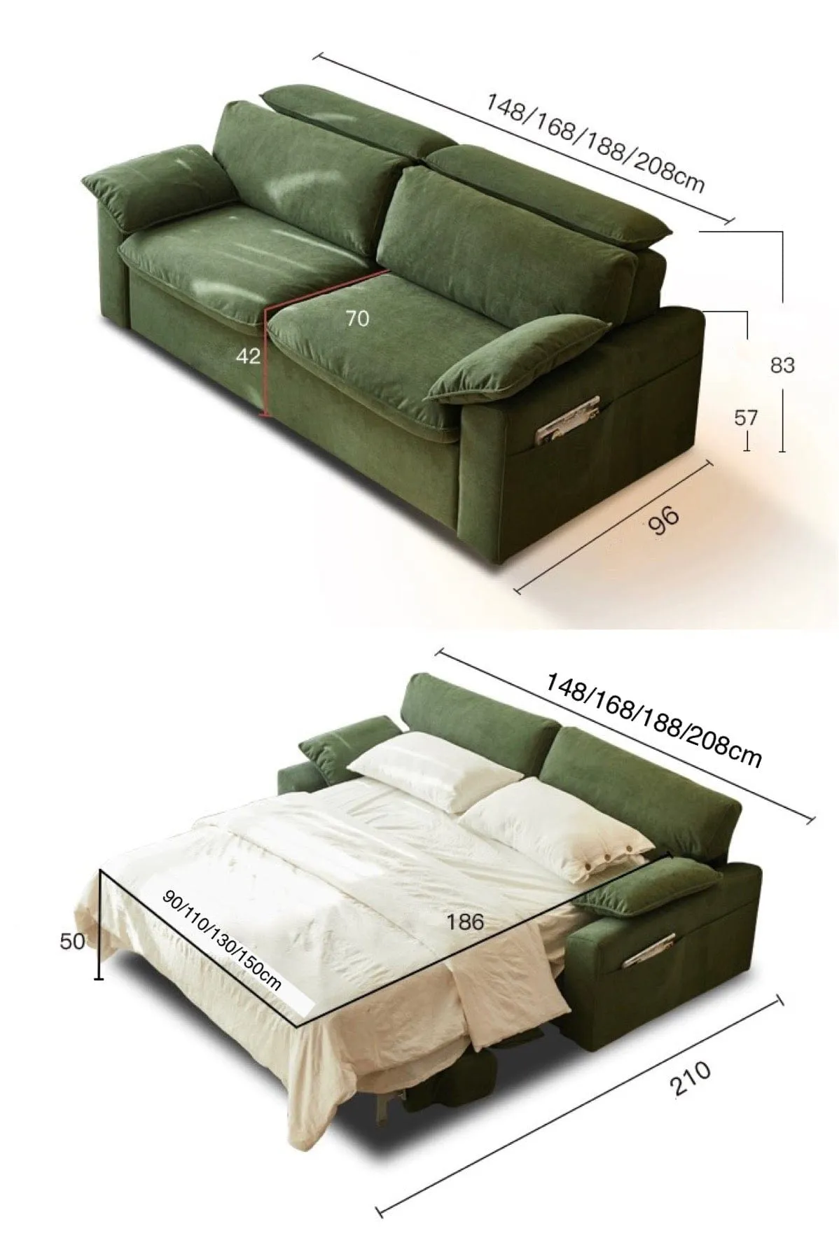 Randell Foldable Sofa Bed with Mattress