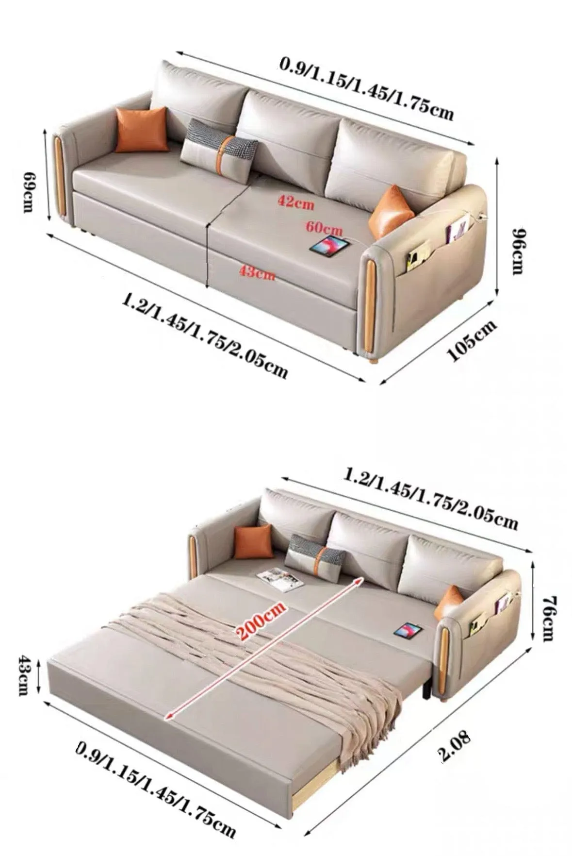 Raven Scratch Resistant Electric Sofa Bed