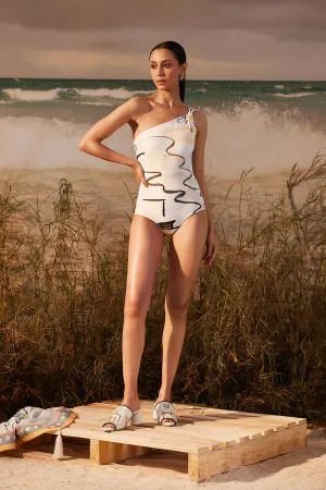 Saun Knotted One Shoulder Maillot