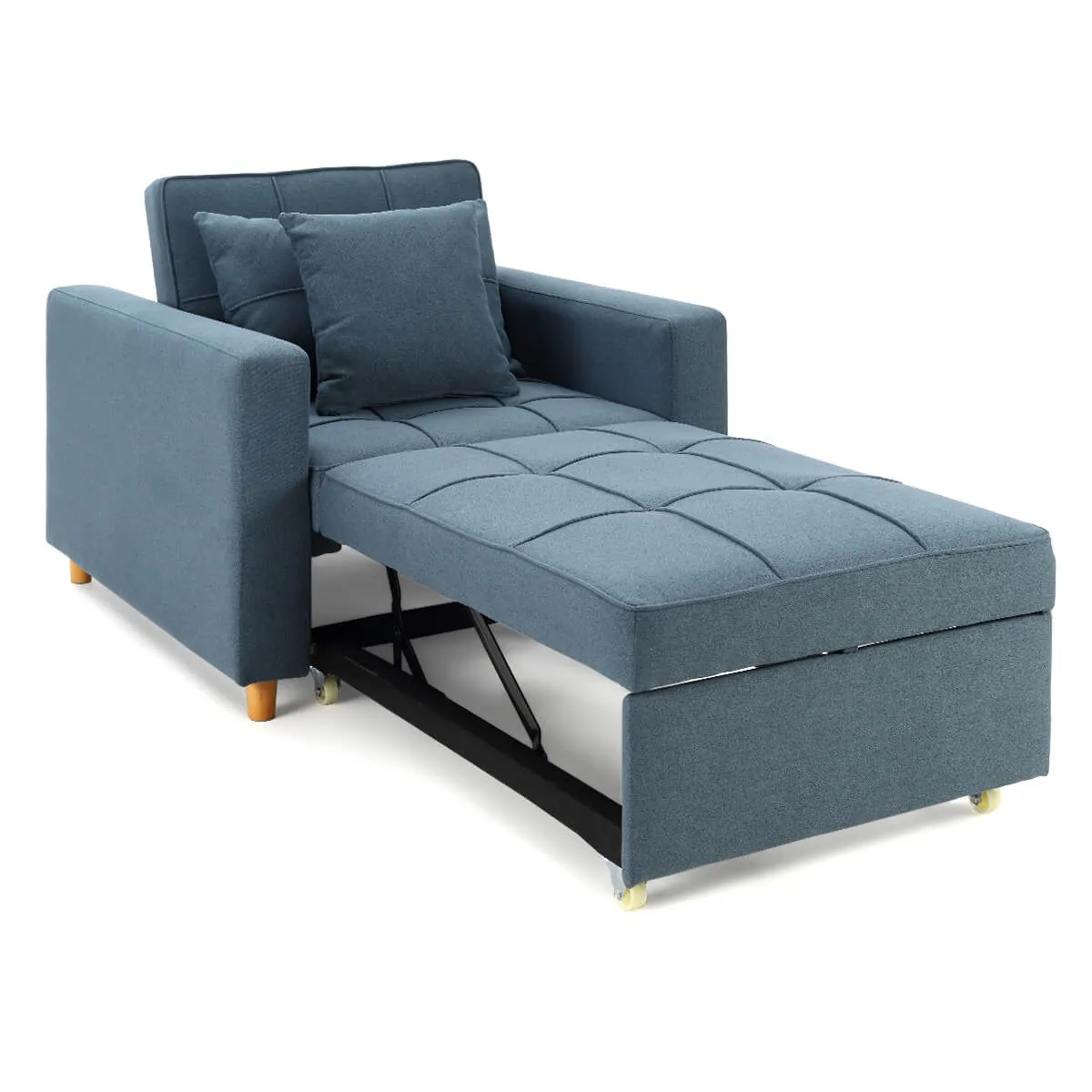 Set of 2 Sofa Bed 3-in-1 Convertible Chair Multi-Functional Adjustable Recliner, Sofa, Bed(Blue Gray)